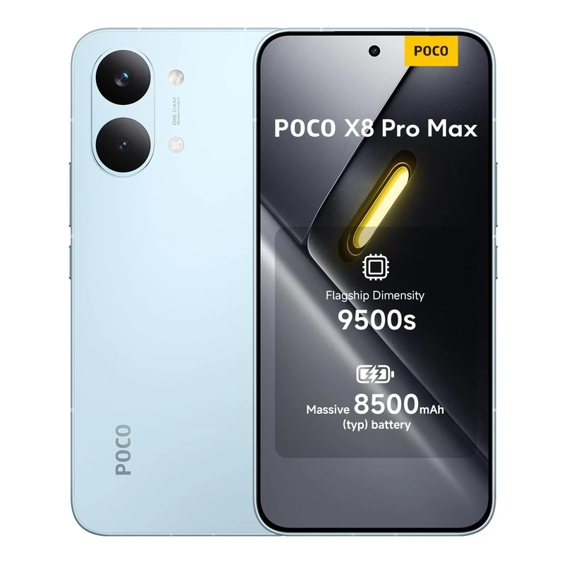 POCO X8 Pro Max, Smartphone 12+256 GB, Flagship Dimensity 9500s, 8500mAh (typ) battery, ultra-bright AMOLED display, 50MP Light Fusion 600 with OIS, Blue, 1 year extra warranty, Charger Not Included