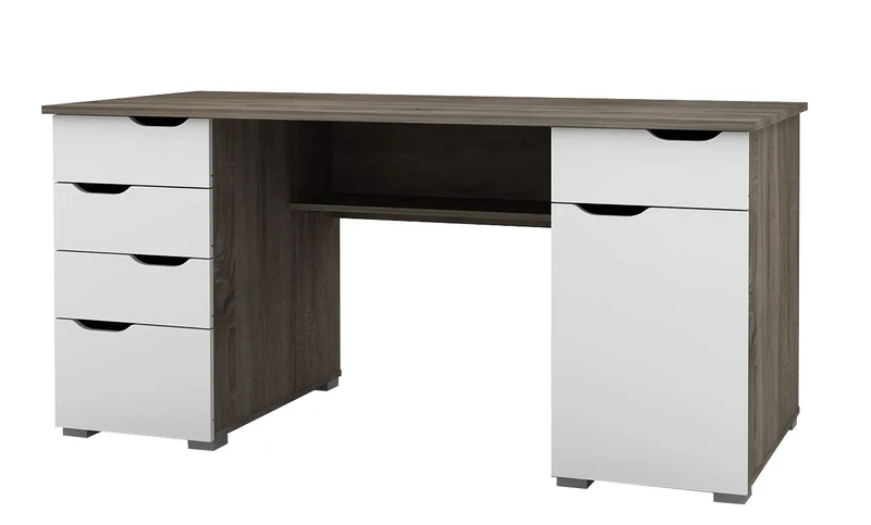 Alphason,AW1374DO,Kentucky Sturdy Wood Effect desk - Dark Oak and Gloss White,Dark Oak and Gloss White,750x1600x670mm