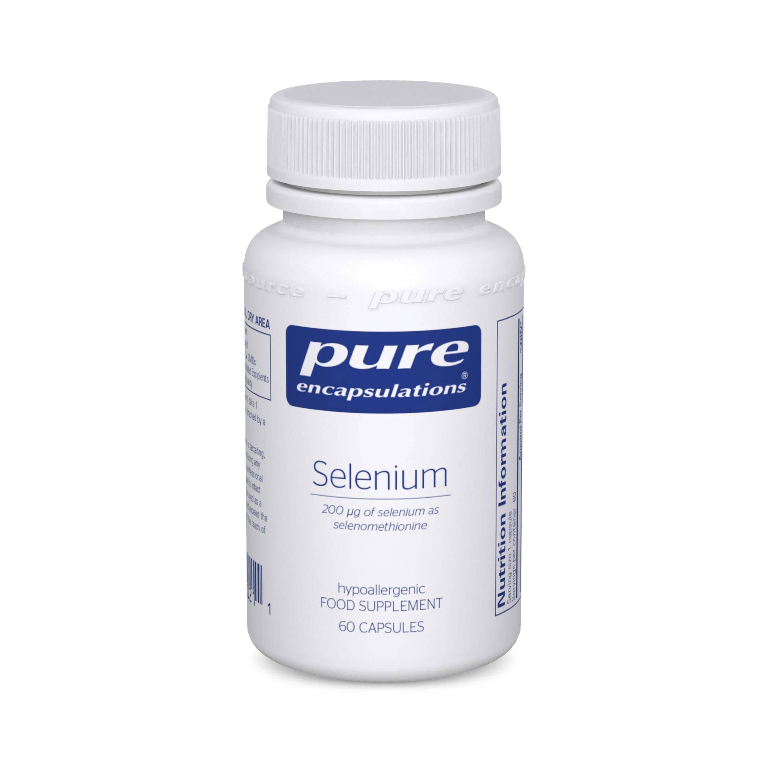 Pure Encapsulations Selenium 200ug - Organic Selenomethionine Supplement for Immune and Thyroid Function Support - 60 Vegetarian Capsules