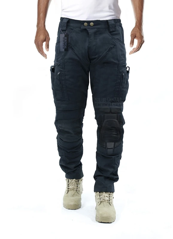 Survival Tactical Gear Men's Airsoft Wargame Tactical Pants with Knee Protection System & Air Circulation System Iron Black
