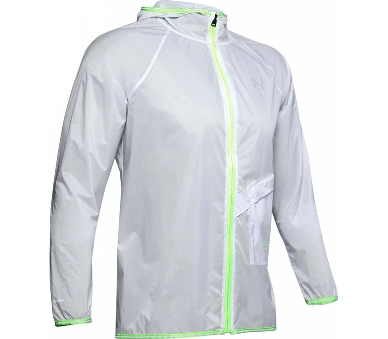 Under Armour Men Qualifier Storm Run Packable Graphic Jacket - Halo Gray/Lime Light/Reflective (014), Medium
