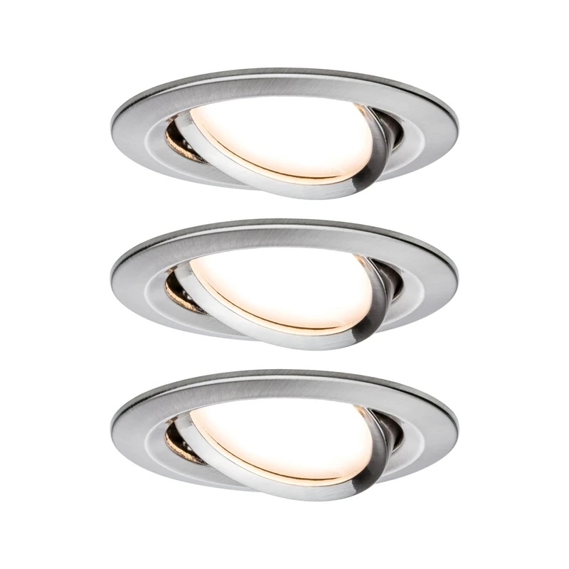Paulmann 92959 Nova Plus LED recessed luminaire Smart Home Zigbee Set rnd. Swivel 3x6W dim recessed Spotlight Brushed Iron spot Aluminium zinc 2700K