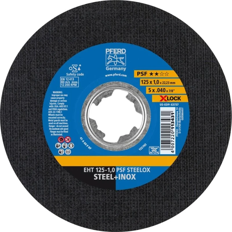 Horse Cutting Discs, 125 mm, X-Lock, PSF Steelox – for Quick and Comfortable Tool Changes., 61721101
