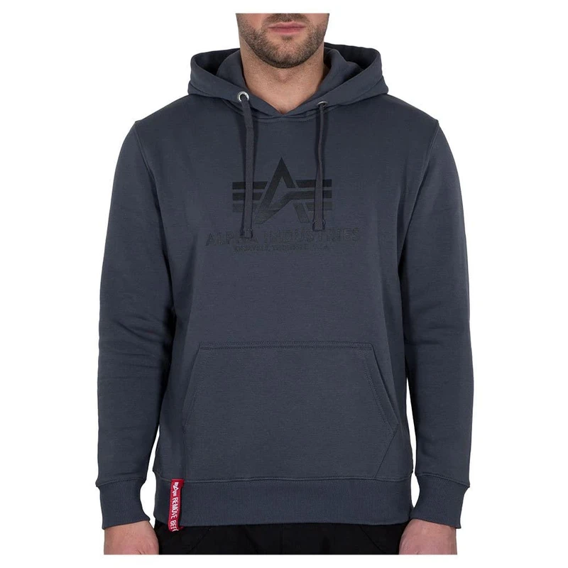 Alpha Industries Men's Basic Hoody Hooded Sweat Sweatshirt, Greyblack/Black, 4X-Large