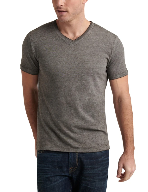 Lucky Brand Men's Venice Burnout V-Neck Tee Shirt T, Jet Black, S