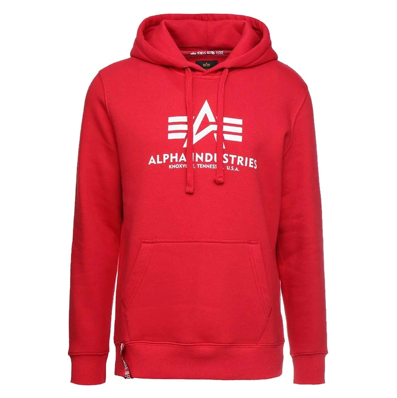 Alpha Industries Basic Hoody Hooded Sweat for Men Speed Red