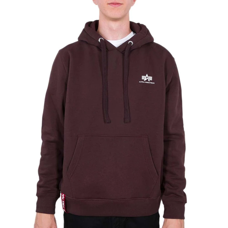 ALPHA INDUSTRIES Men's Basic Hoody Small Logo Sports, deep Maroon, XS
