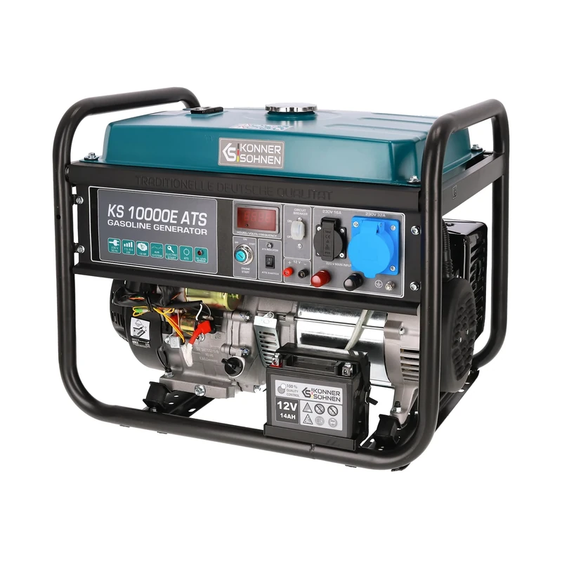 KS 10000E ATS petrol generator with a built-in ATS system and maximum power of 8000W, manual/electric/automatic start, low oil level sensor, overload and short circuit protection,100% copper winding