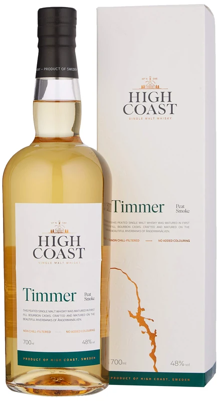 High Coast Distillery, Timmer Swedish Whisky, 70 cl, 48% Alcohol Content by Volume Single Malt Whiskey with Peat Smoke Flavour, Serve Neat, With Rocks or With a Dash of Water