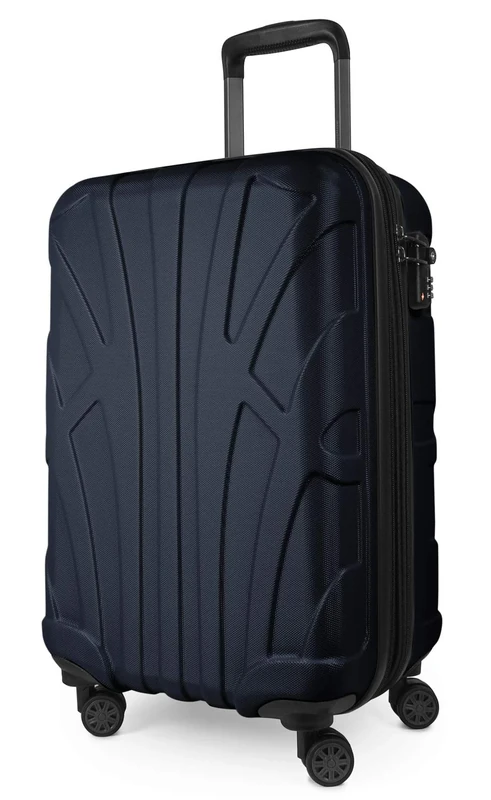 Suitline - Expandable Cabin Trolley, Hardshell Suitcase with Laptop Compartment, Hand Luggage, 100% matt ABS, 55 cm, 38 liters, Darkblue