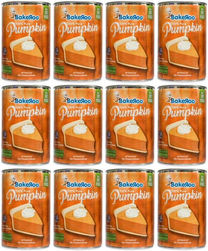 (Case of 12) Bakeroo Tinned Pumpkin Puree (Pumpkin Pie Filling) - 425g, 100% Natural
