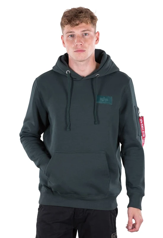 Alpha Industries Men's Back Print Hoody Hooded Sweat Sweatshirt, Dark Petrol, XS