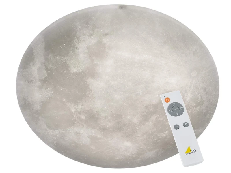 Trio Leuchten Lunar 627516000 LED Ceiling Light Acrylic with Moon Motif/Moon Phase Interchangeable / 1 x 40 Watt LED/Brightness Adjustable/Night Function/Includes Remote Control/White