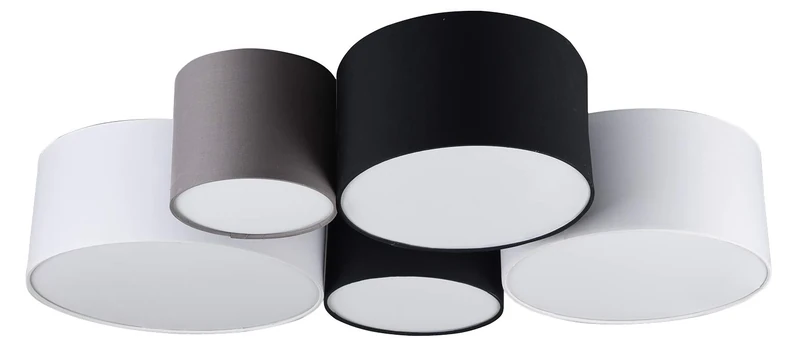Trio Leuchten Hotel 693900517 Ceiling Light Fabric Shade in White/Black/Grey Excluding 1 x E27