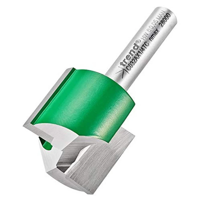 Trend CraftPro Two Flute Router Cutter, 22mm x 19mm, 1/4 Inch Shank