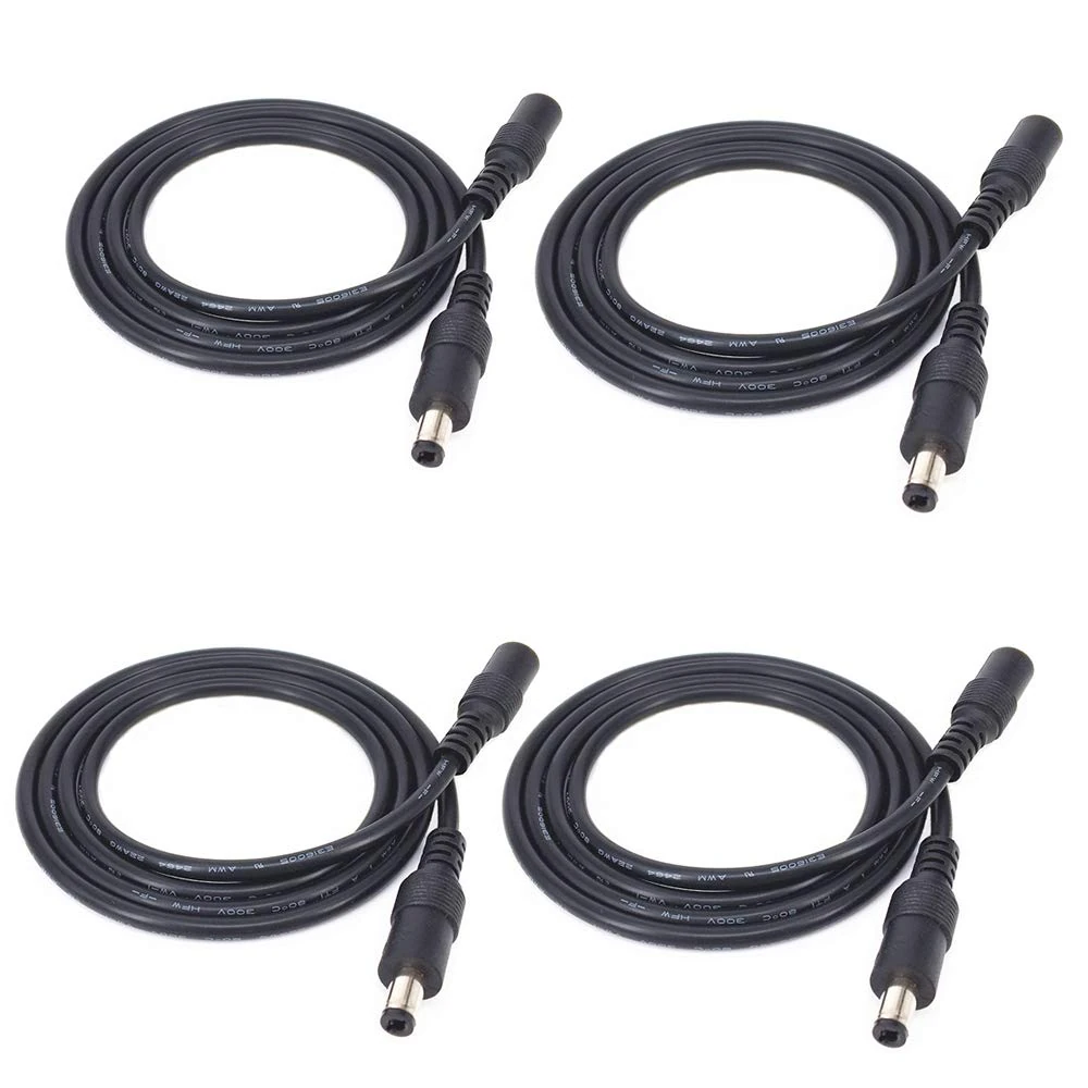 zmtyuguan 4pcs/pack1m/3.28ft black 5.5mm x 2.5mm DC Plug Extension Cable DC Extension Cable Cord with Male to Female 5.5mm x 2.5mm Connectors DC Power 12V 5.5mm x 2.5mm Barrel Male Plug Connector