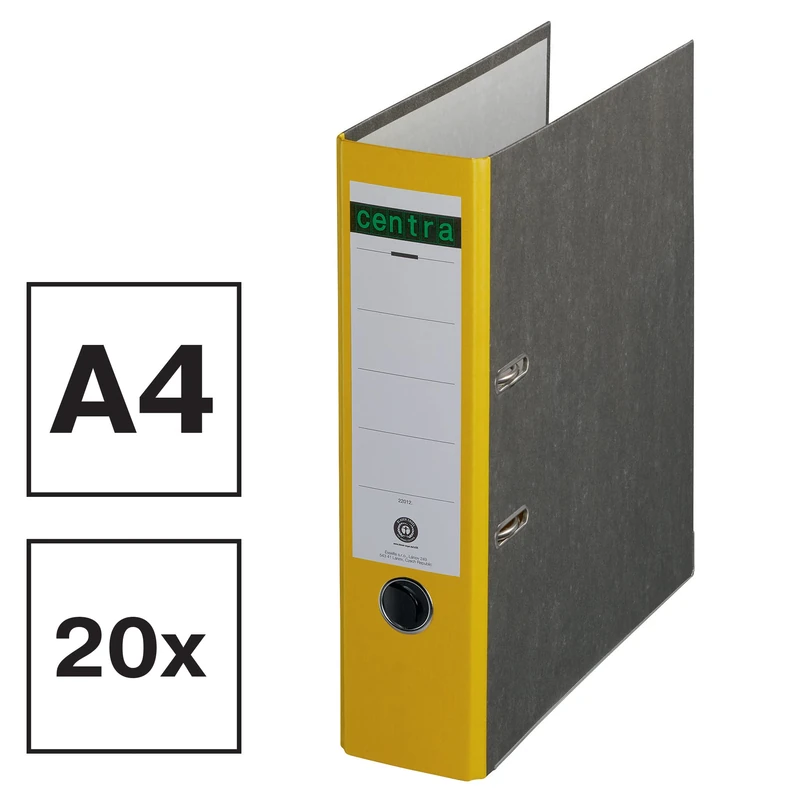 Centra 220120 Standard Folder Cloud Marble Pack of 20 Recycled Blue Angel LGA Certificate A4 8 cm Wide up to 600 Sheets (80 g/m²) Edge Protection Finger Hole Yellow