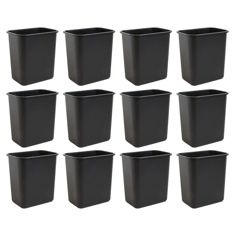 United Solutions WB0325 7 Gallon/28 Quart Efficient Trash Pack of 12 | Fits Under Desk | Small, Narrow Spaces in Commercial, Kitchen, Home Office, Dorm | Easy to Clean, 12 Pack - Wastebasket, 12 Count