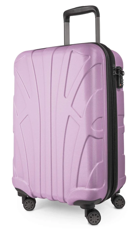 Suitline - Expandable Cabin Trolley, Hardshell Suitcase with Laptop Compartment, Hand Luggage, 100% matt ABS, 55 cm, 38 liters, Lilac