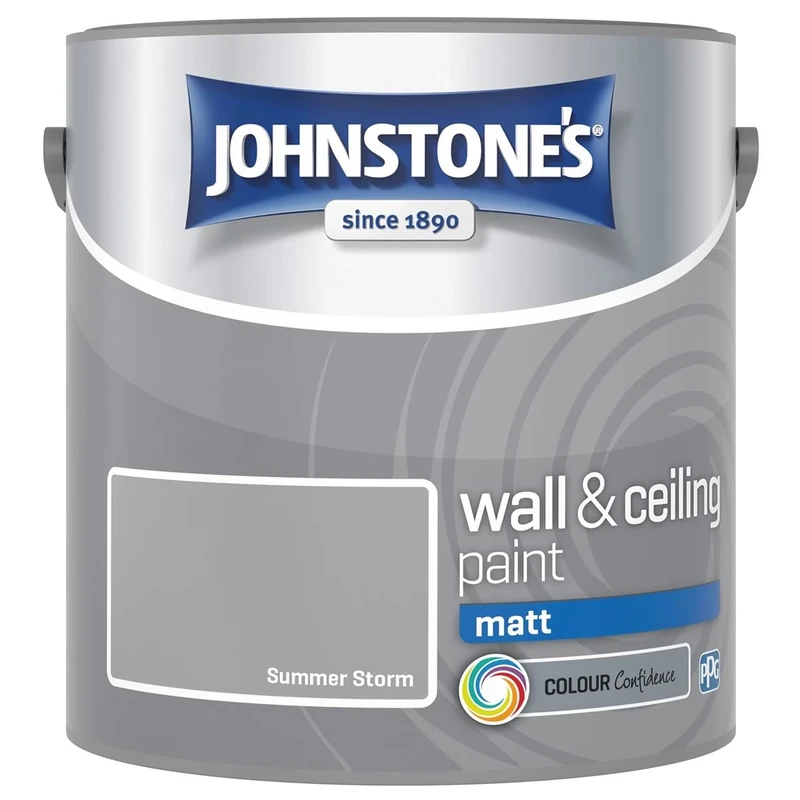 Johnstone's - Wall & Ceiling Paint - Summer Storm - Matt Finish - Emulsion Paint - Fantastic Coverage - Easy to Apply - Dry in 1-2 Hours - 12m2 Coverage per Litre - 5L