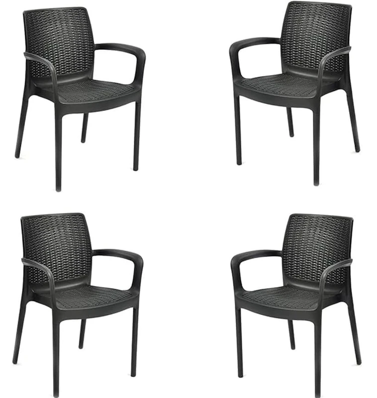 Keter 245738 Set of 4 Bali Garden Chairs, Graphite