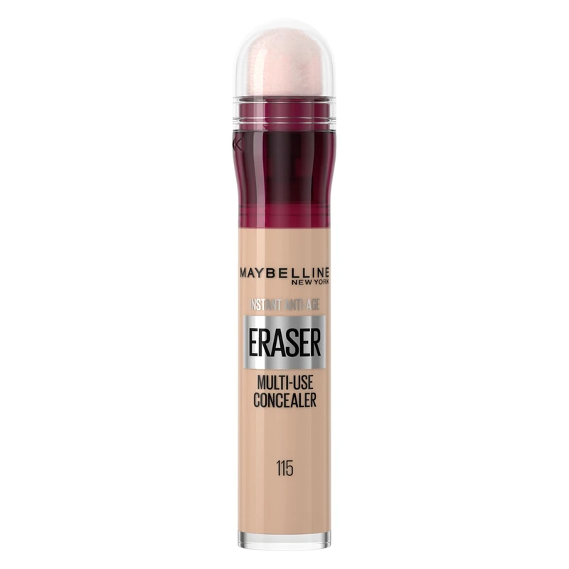 Maybelline Instant Anti-Age Eraser Eye Concealer for Face, Dark Circles, Blemish & Fine Lines Concealer, Full Coverage, Dermatologist Tested, Suitable for Sensitive Skin, Shade: 115 Warm Light