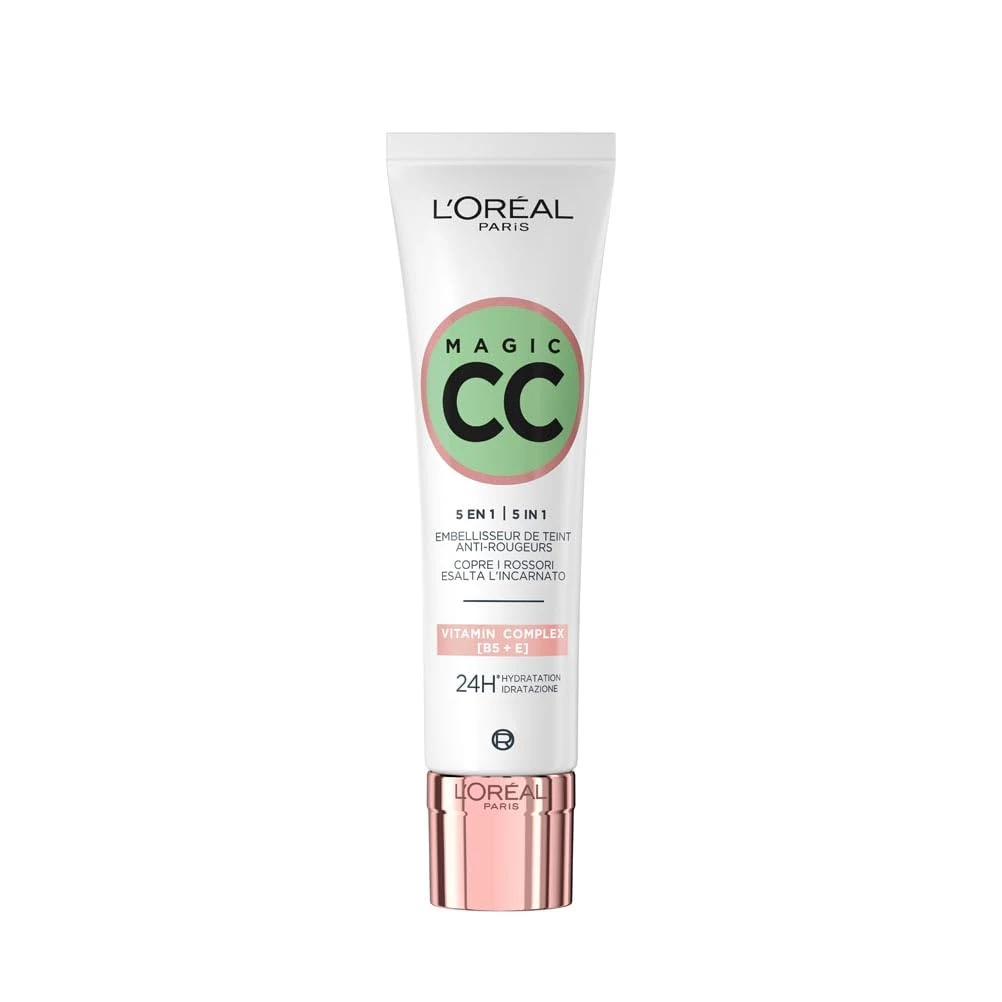 L'Oréal Paris Magic CC Cream with SPF 11, Anti-Redness and Colour Correcting, With Vitamins B5 and E, Lightweight Hydrating Formula Adapts to Skin Tone for a Natural Glowy Finish, 30 ml