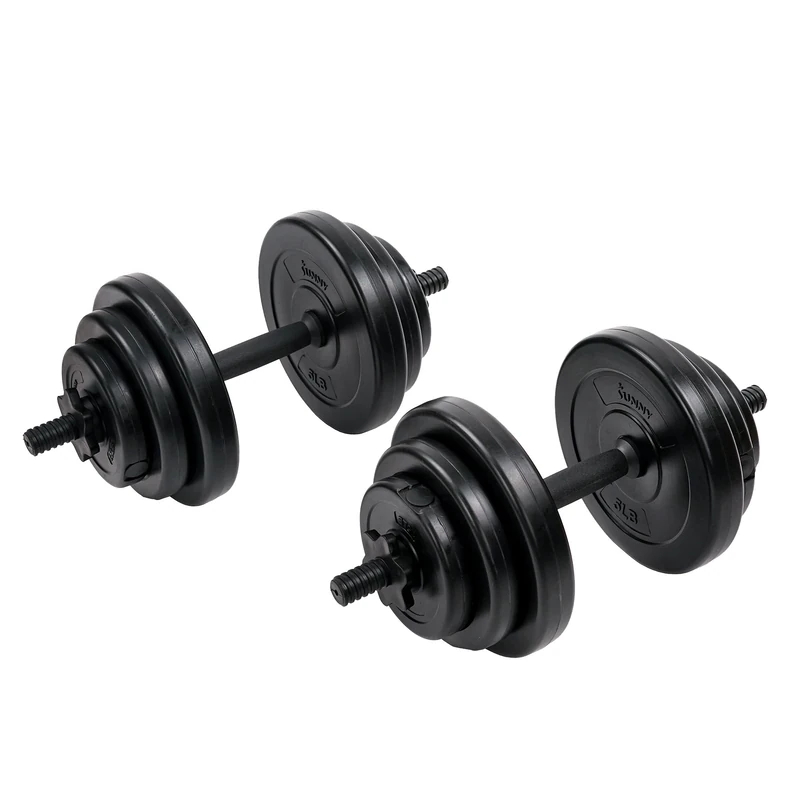 Sunny Health & Fitness Exercise Vinyl 18 KG Dumbbell Set Hand Weights for Strength Training, Weight Loss, Workout Bench, Gym Equipment, and Home Workouts - NO.087