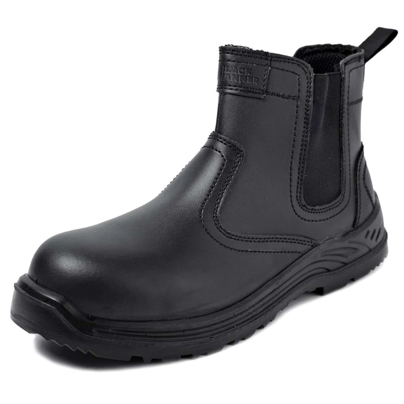 Black Hammer Mens Safety Boots Chelsea Work Shoes Leather Steel Toe Cap Working Ankle Lightweight Footwear S3 SRC 8872 (7 UK)