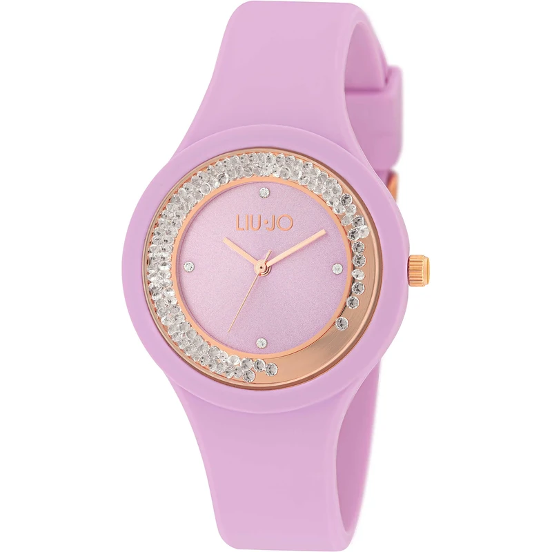 LiuJo TLJ1421 Women's Analogue Quartz Watch with Silicone Strap, Pink-Rose Gold, Bracelet