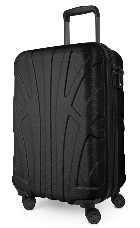 Suitline - Expandable Cabin Trolley, Hardshell Suitcase with Laptop Compartment, Hand Luggage, 100% matt ABS, 55 cm, 38 liters, Black - Image 1