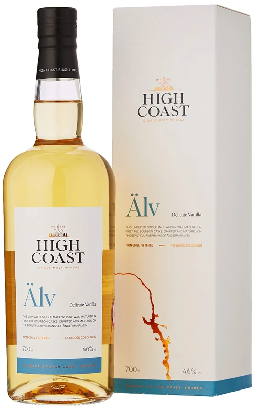 High Coast Distillery, Alv Swedish Whisky, 70 cl, 46% Alcohol Content by Volume Single Malt Whiskey with Flavours of Vanilla, Serve Neat, On the Rocks or With a Dash of Water