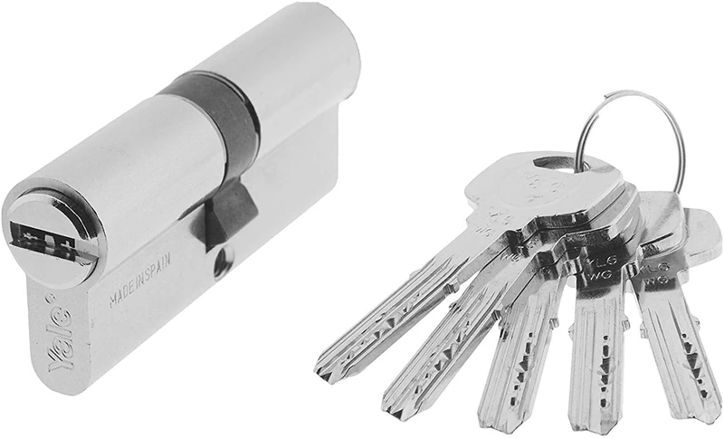 Yale YL65050HN Security Cylinder, YL6, Long Lave, Wrench, Nickel, 50 x 50 mm