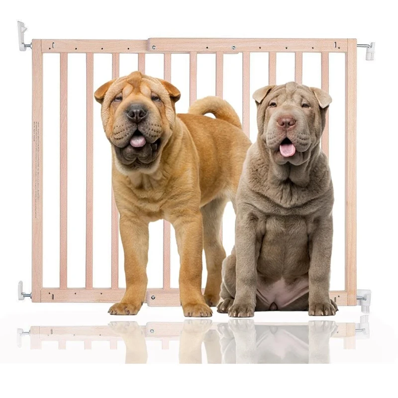 Bettacare Chunky Wooden Screw Fit Dog Gate, 63.5cm - 105.5cm, Natural, Wooden Dog Gate Gate, Screw Fit Pet Stair Gate, Puppy Gate, Stylish and Practical Safety Barrier