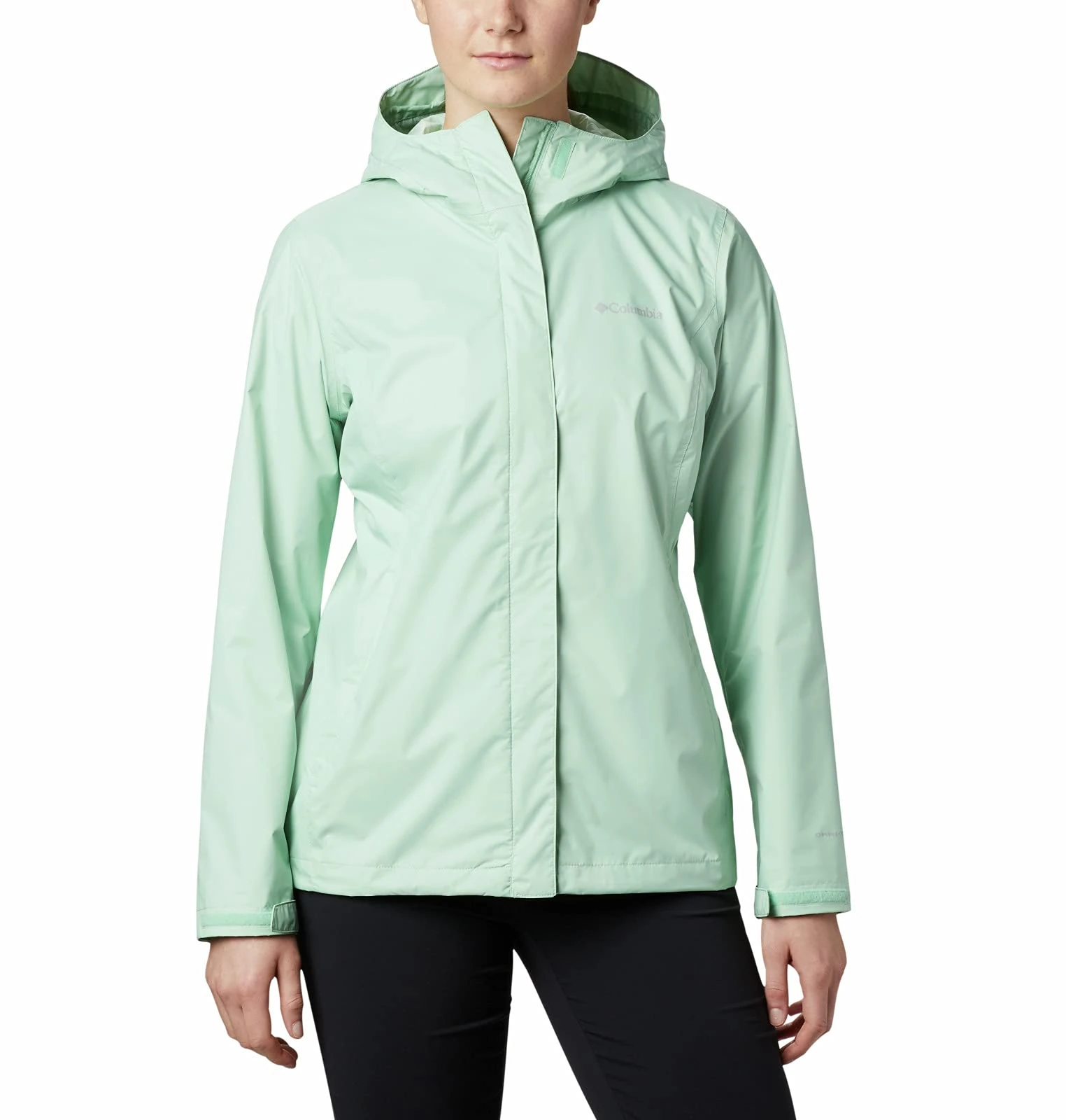 Columbia Women's Arcadia II Hooded Jacket, Waterproof and Breathable Rain, New Mint, X-Small