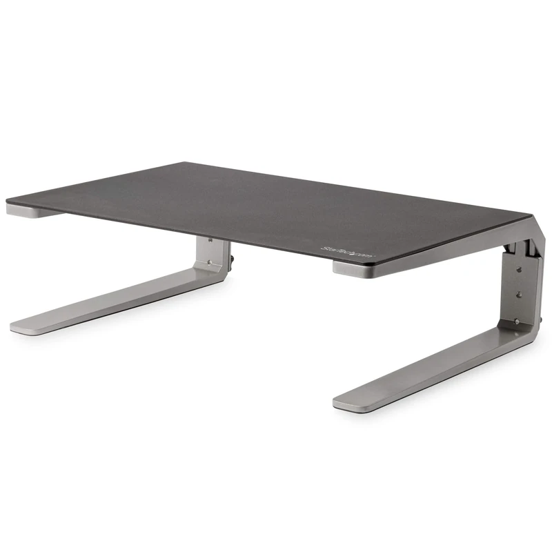 StarTech.com Monitor Riser Stand - For up to 32" Monitor - Height Adjustable - Computer Monitor Riser - Steel and Aluminum (MONSTND) , Black & Silver - Image 1