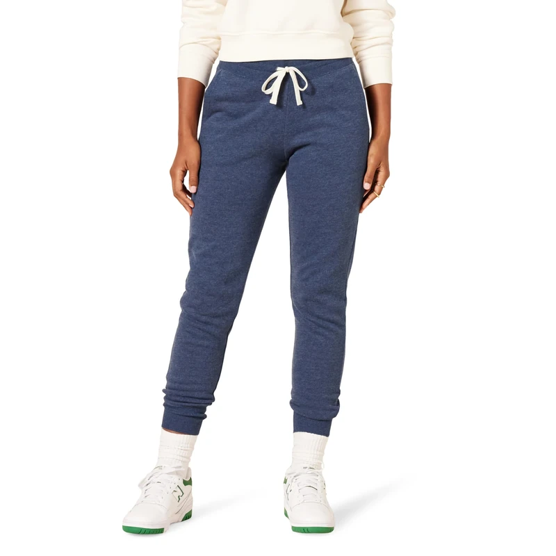 Amazon Essentials Women's Fleece Cuffed Jogging Bottoms (Available in Plus Size), Navy Heather, 3XL Plus
