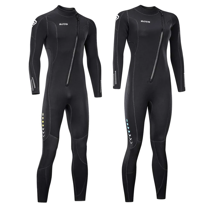 ZCCO 3mm Neoprene Wetsuits, Front Zip Full Body Men and Women Diving Suit, one Piece for Snorkeling, Scuba Diving Swimming, Surfing