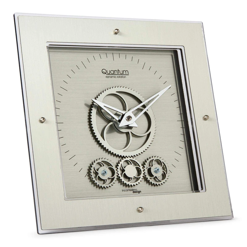 INCANTESIMO Table Clock, Quantum 406 M, High Density and Monocrystalline Purity Metacrylate, Silver, 24 x 3 x 24 cm