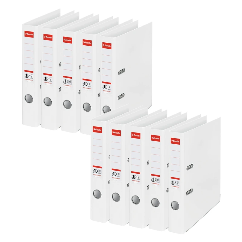 Esselte No.1 Plastic Lever Arch File A4 50mm White (Pack of 10)