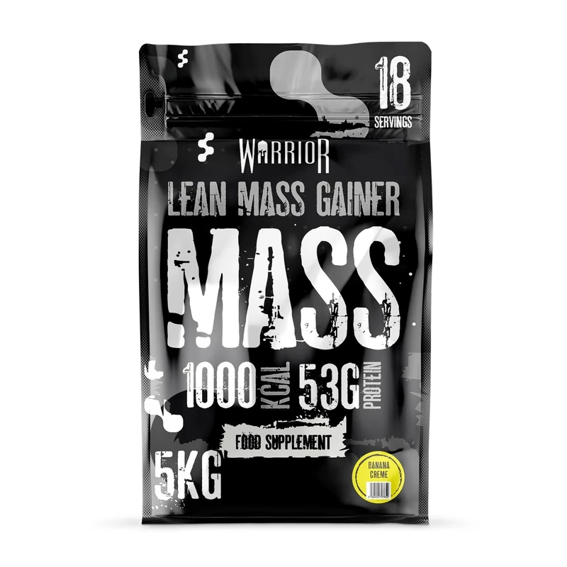 Warrior Mass Protein Powder – 5.04kg – Serious Mass Gainer – High Calorie, Weight Gain Supplement – 61g of Protein, 18 Servings, 1000+ Calories Shake, Supports Muscle Growth (Banana Crème, 5kg)