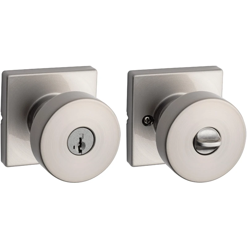 Kwikset 97300-933 Pismo Bedroom/Bathroom Door Knob, Round, Satin Nickel