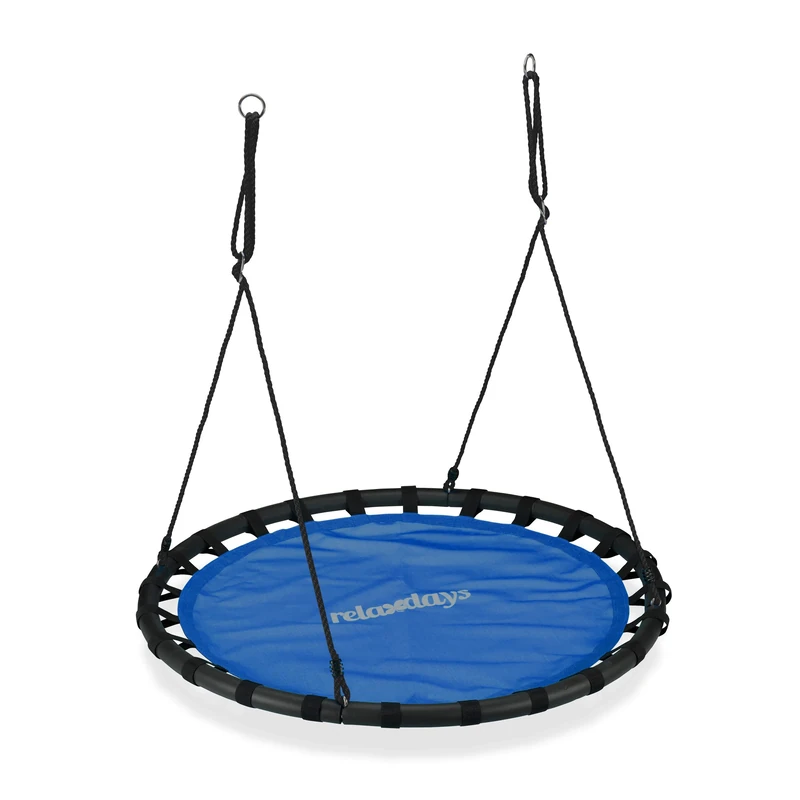 Relaxdays Nest Swing, Round Hanging Swing for Children, Height-Adjustable, Ø: 120 cm, For up to 100 kg, Blue