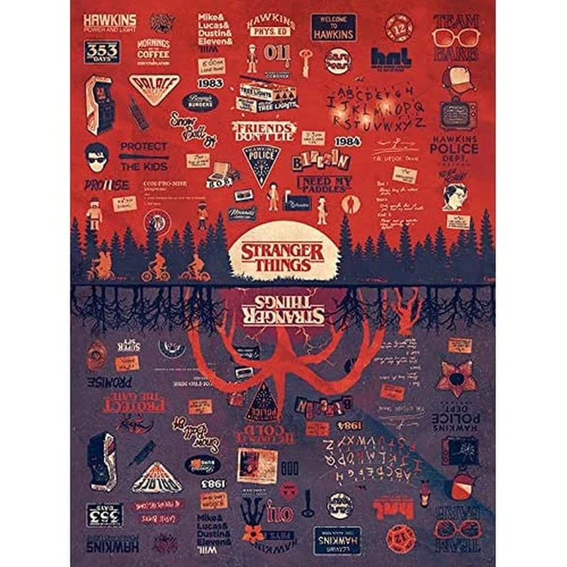 Pyramid International Stranger Things Canvas Print with The Upside Down 60cm x 80 - Official Merchandise