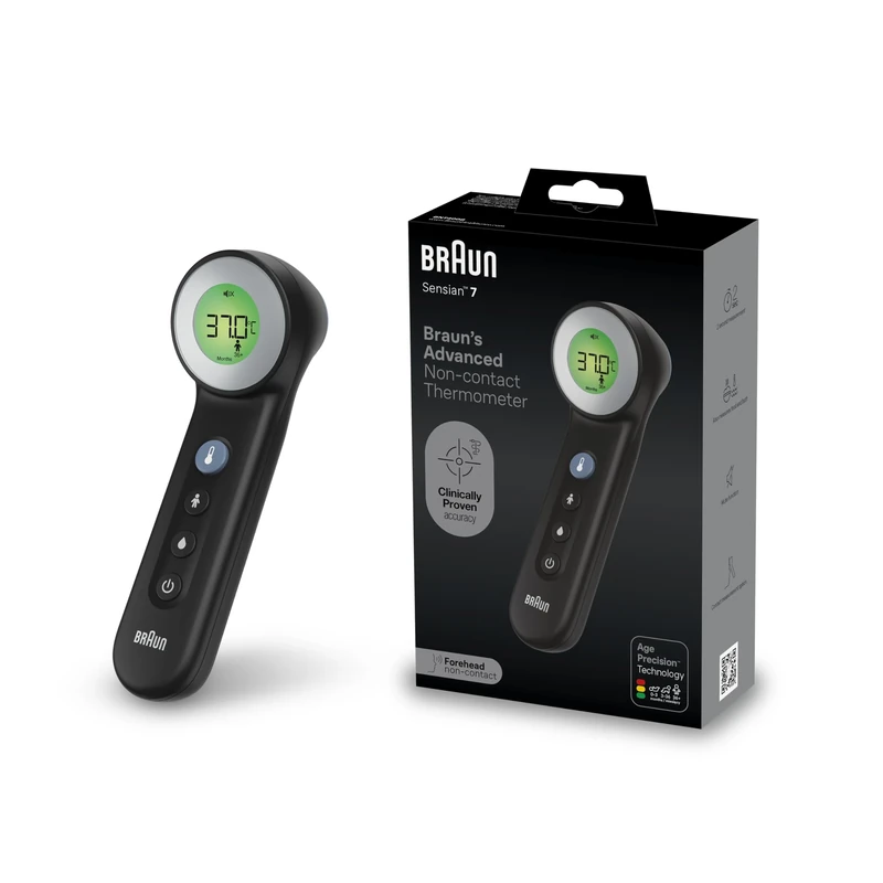Braun Sensian™ 7 Forehead non-contact thermometer | Age Precision® Technology | 3-in1 | Colour-Coded Digital Display | Baby and Child Friendly | #1 Brand among doctors¹ | BNT400