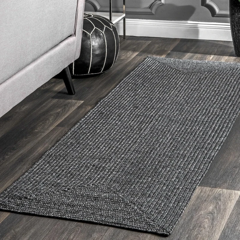nuLOOM Wynn Braided Indoor/Outdoor Runner Rug, 2' 6" x 12', Charcoal