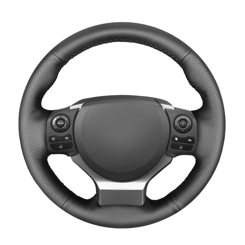 MEWANT Hand-Stitched Black Genuine Leather Car Steering Wheel Cover Wrap for Lexus IS 200t 220d 300h F Sport 2013-2021/ RC 2015-2021/ CT 200h 2014-2021/ NX 2014-2021