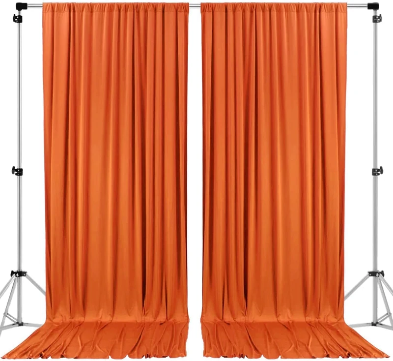 AK TRADING CO. 10 feet x 8 feet Polyester Backdrop Drapes Curtains Panels with Rod Pockets - Wedding Ceremony Party Home Window Decorations - Orange (DRAPE5X8-ORANGE) (Pack of 2) - Image 1