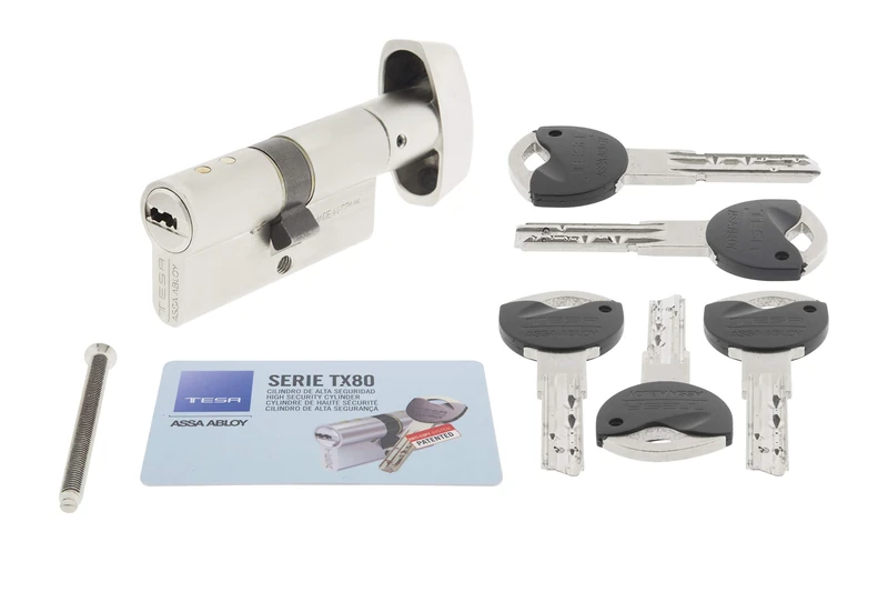 Tesa Assa Abloy TX80 Euro Profile Cylinder TX80 30 x 35 mm for Euro Profile Locks on Residential and Commercial Doors Easy to Install from Outside with Just One Screw TX8B3035N