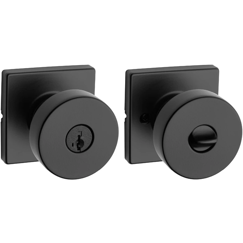 Kwikset 97402-854 Pismo Keyed Entry Door Knob Featuring SmartKey Security, Round, Iron Black